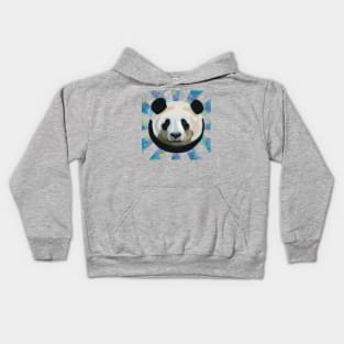 Striking Panda bear on Blue Bubble patterned sun rays Kids Hoodie